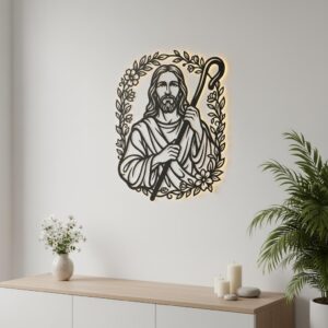 Jesus Shepherd Wall Art Bundle, Christian Laser File, Faith Home Decor Download