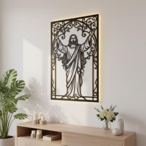 Jesus Wall Art, Religious Home Decor, Spiritual CNC Design, Faithful Arms Raised