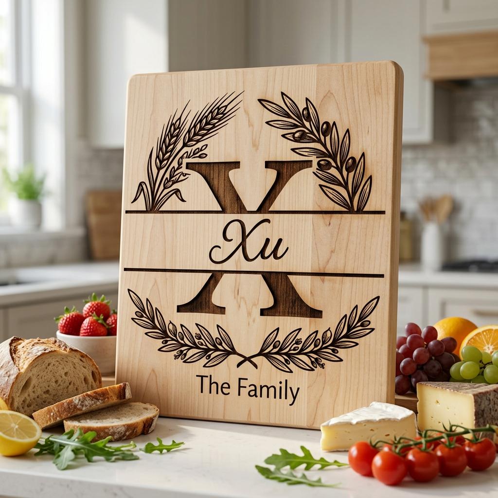 Fichier de gravure d'alphabet monogramme, Nom de famille personnalisé, Motif de planche Blé et Branche d'Olivier – Image 10