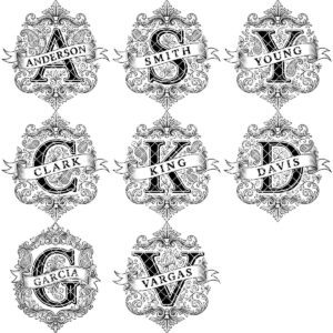 Monogram Bundle, Ornate Family Crest Engraving Designs, Custom Alphabet for Boards