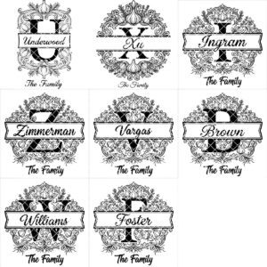 Monogram Bundle, Royal Garlic Crest Family Name, Baroque Alphabet, Chopping Board Engraving