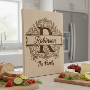 Monogram Bundle, Royal Garlic Crest Family Name, Baroque Alphabet, Chopping Board Engraving