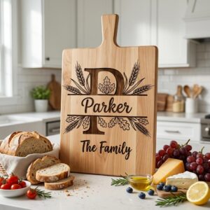 Monogram Rustic Wheat Oak Alphabet Bundle, Custom Family Name Engraving Boards