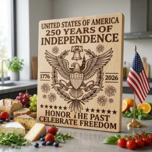 Patriotic 250th Anniversary USA Engraving Files, Chopping Board Art Download