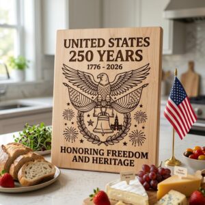 Patriotic 250th Anniversary USA Engraving Files, Chopping Board Art Download