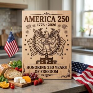 Patriotic 250th Anniversary USA Engraving Files, Chopping Board Art Download