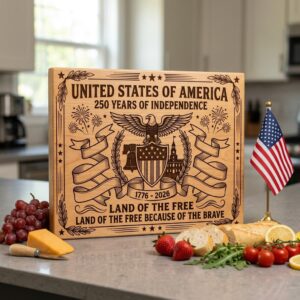 Patriotic 250th Anniversary USA Engraving Files, Chopping Board Art Download