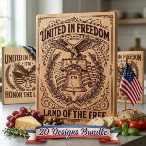 Patriotic 4th of July Eagle Flag 1776, American Laser Engraving Download