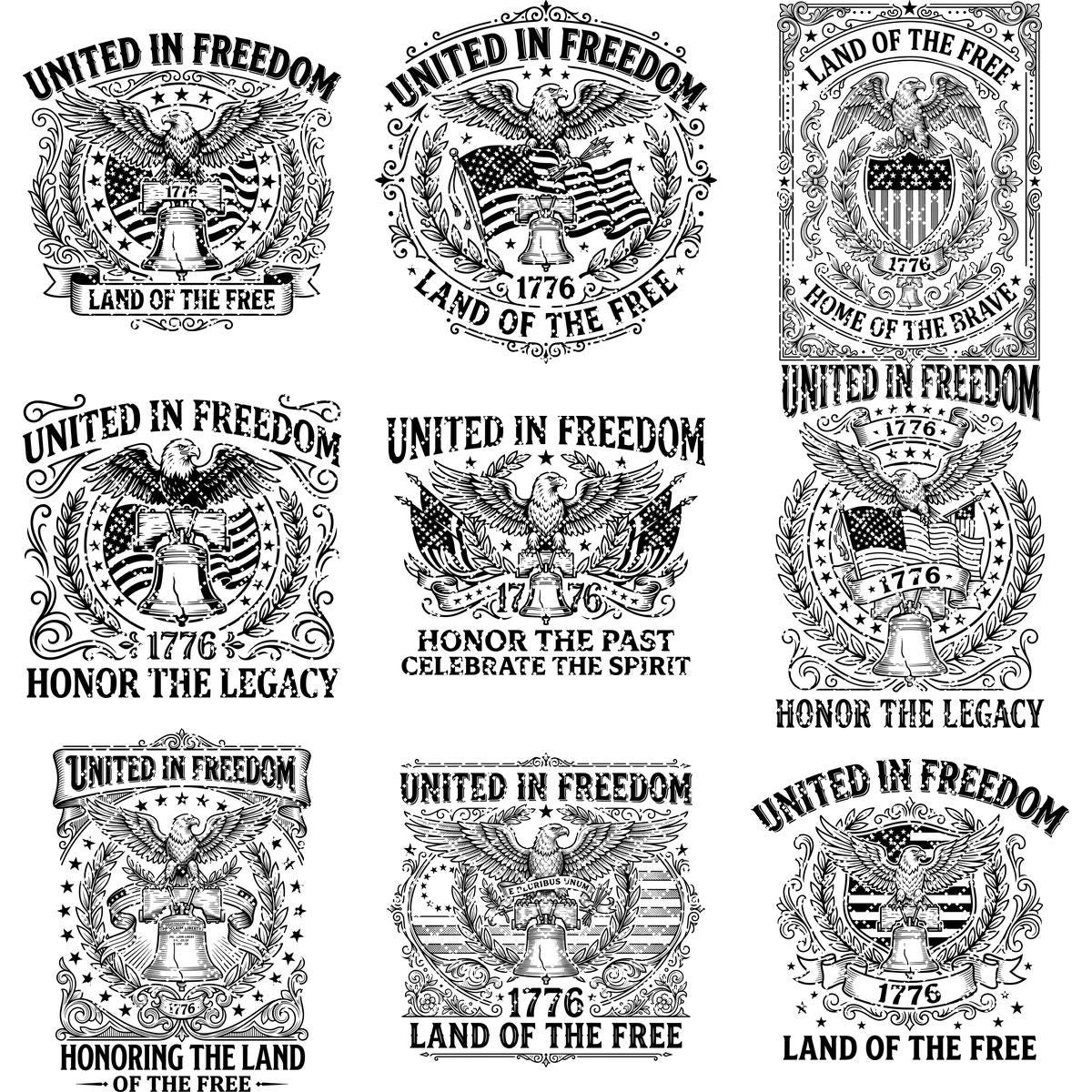 Patriotic 4th of July Eagle Flag 1776, American Laser Engraving Download