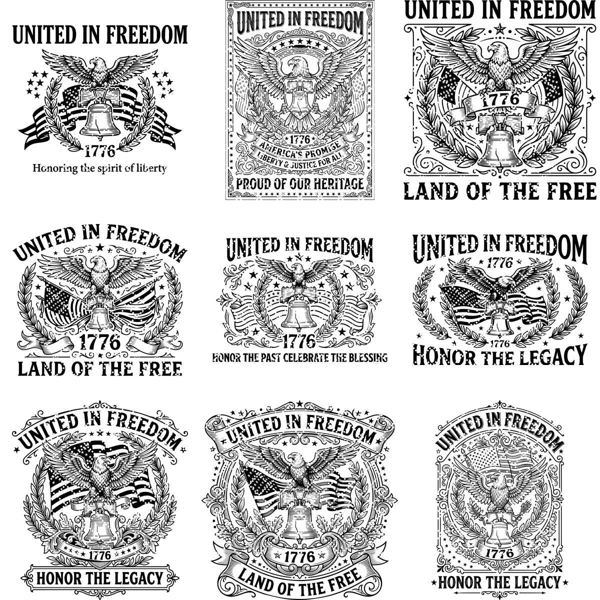 Patriotic 4th of July Eagle Flag 1776, American Laser Engraving Download