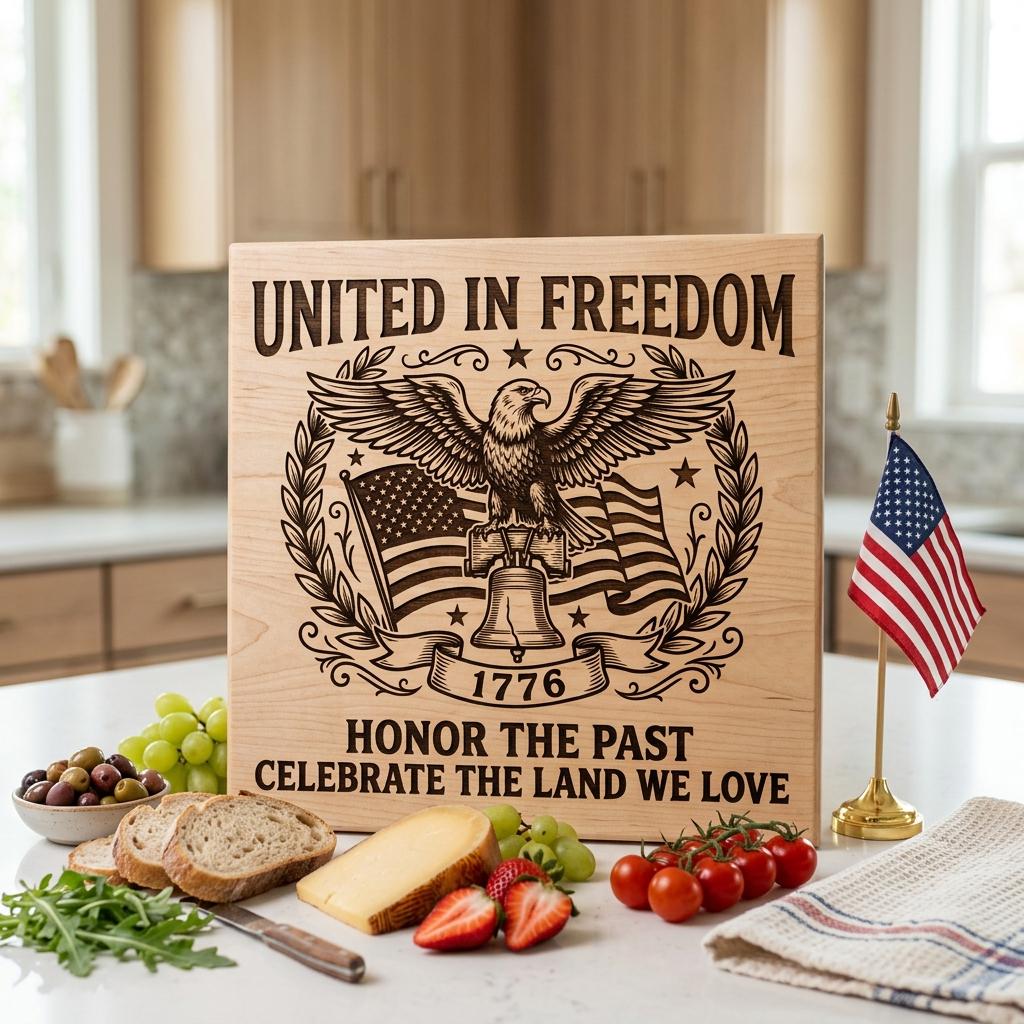 Patriotic 4th of July Eagle Flag 1776, American Laser Engraving Download