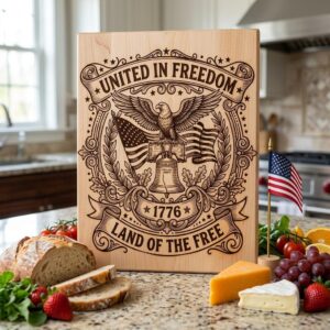 Patriotic 4th of July Eagle Flag 1776, American Laser Engraving Download