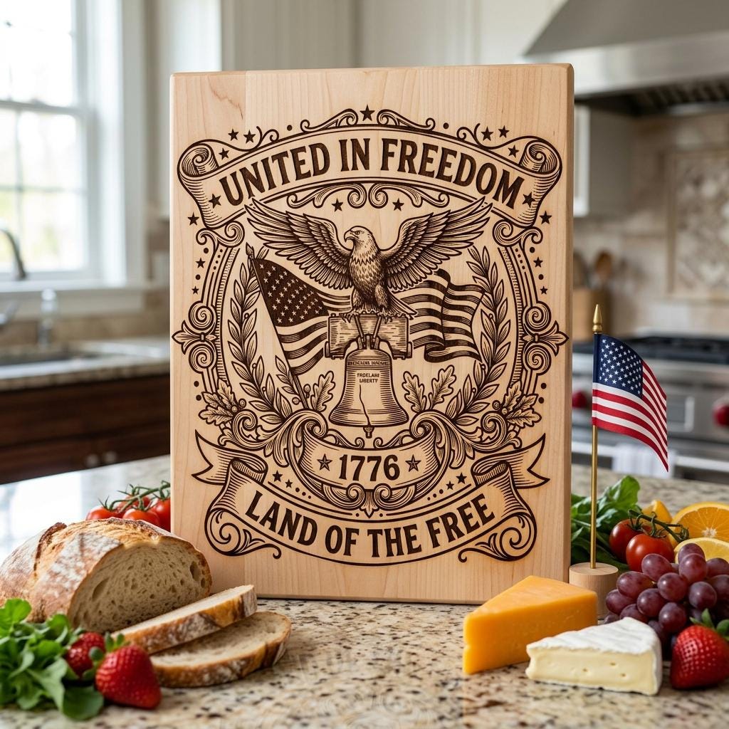 Patriotic 4th of July Eagle Flag 1776, American Laser Engraving Download