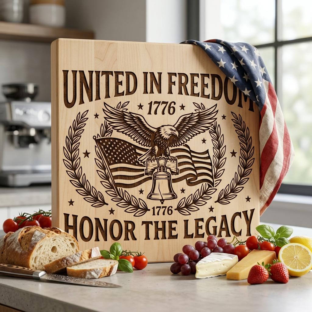 Patriotic 4th of July Eagle Flag 1776, American Laser Engraving Download