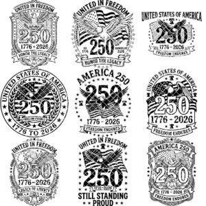 Patriotic Eagle 250th Anniversary Emblem Bundle, Laser Engraving for Boards