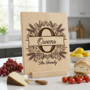 Personalized Chopping Board File, Italian Monogram Kitchen Bundle, Pasta Wheat Design
