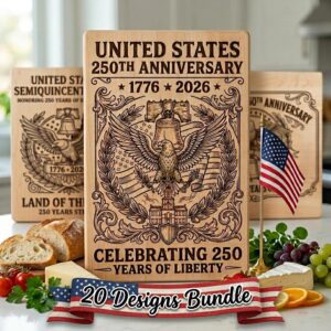 250th Anniversary Engraving Design, Historic Americana Patriotic Board Art 1776 2026