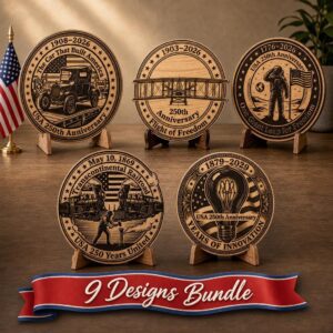 250th Anniversary Laser Engraving Bundle, Patriotic American Wooden Plaque Sign