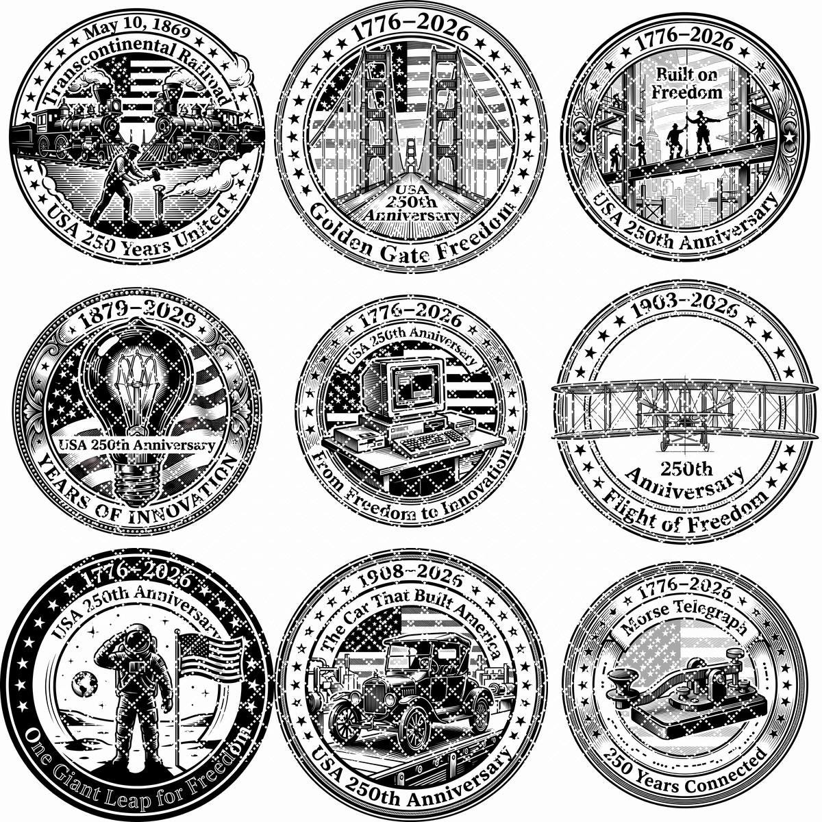 Lot de gravure laser pour le 250e anniversaire, plaque en bois patriotique américaine – Image 11