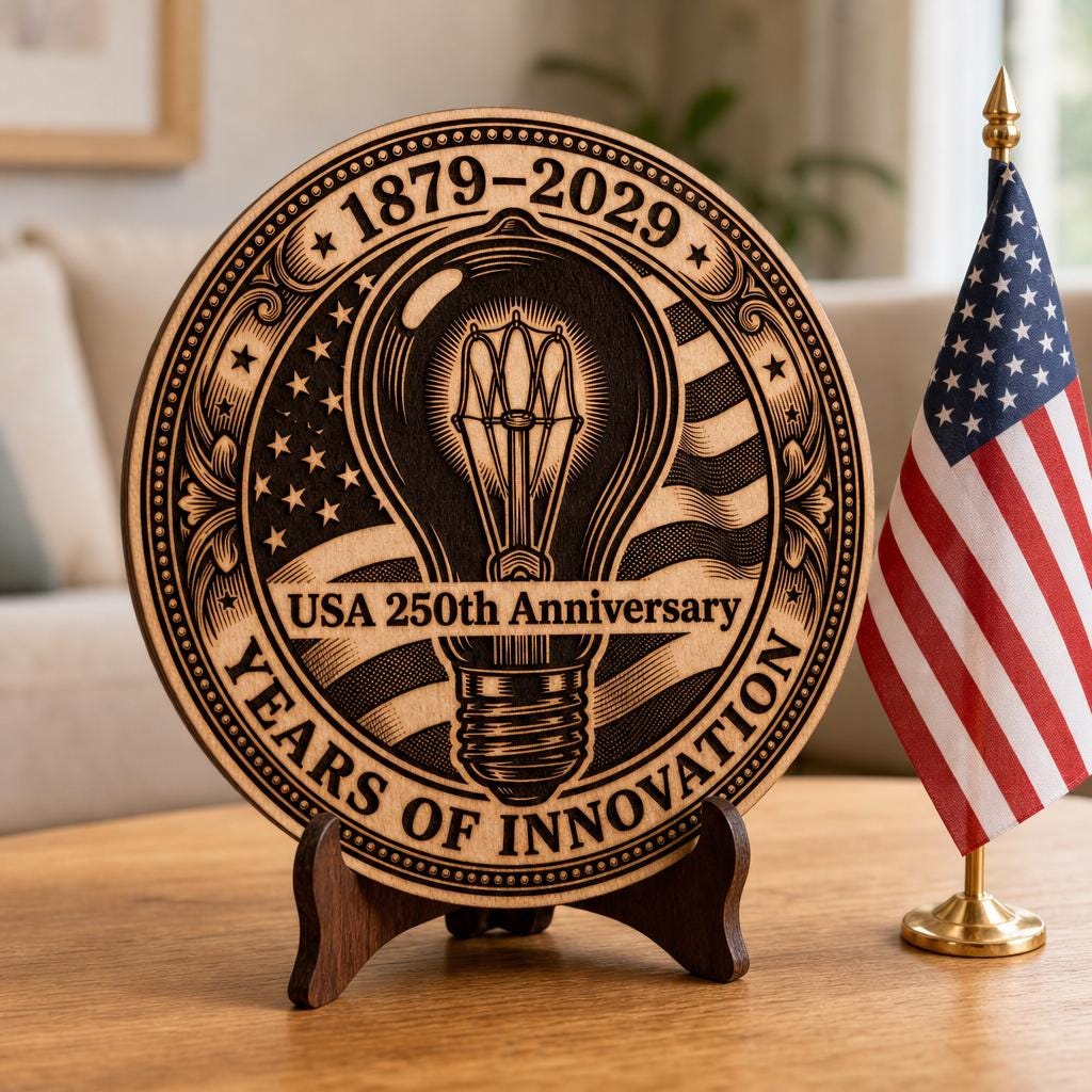 Lot de gravure laser pour le 250e anniversaire, plaque en bois patriotique américaine – Image 6