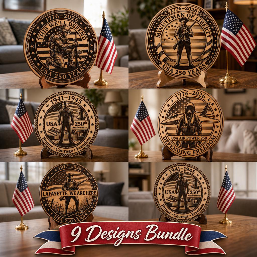 250th Anniversary Military Laser File, Generations of Valor Plaque Sign Design