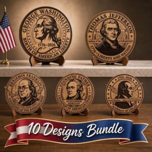 250th Anniversary Patriotic Design Bundle, Founding Fathers, Laser Engraving Files
