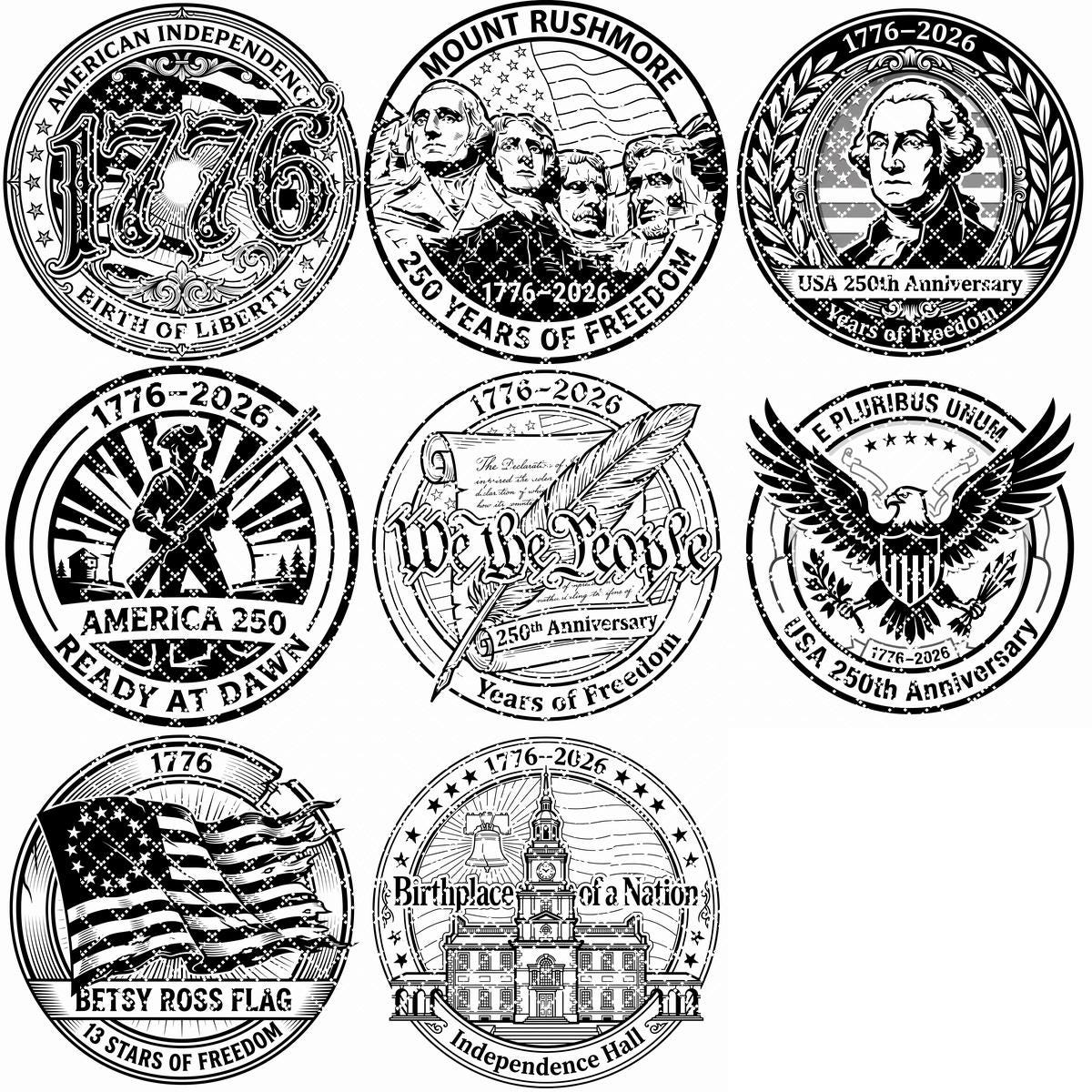 Motifs de gravure patrimoniaux américains pour le 250e anniversaire, CNC patriotique pour plaques – Image 12