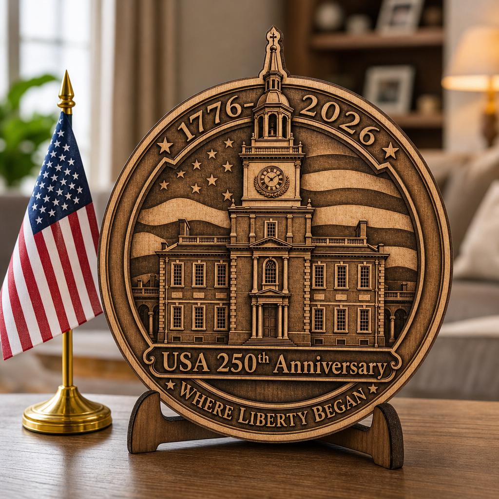 3D Illusion Engraving File, USA 250th Anniversary Patriotic Emblem Design