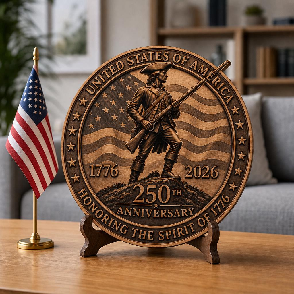 3D Illusion Engraving File, USA 250th Anniversary Patriotic Emblem Design