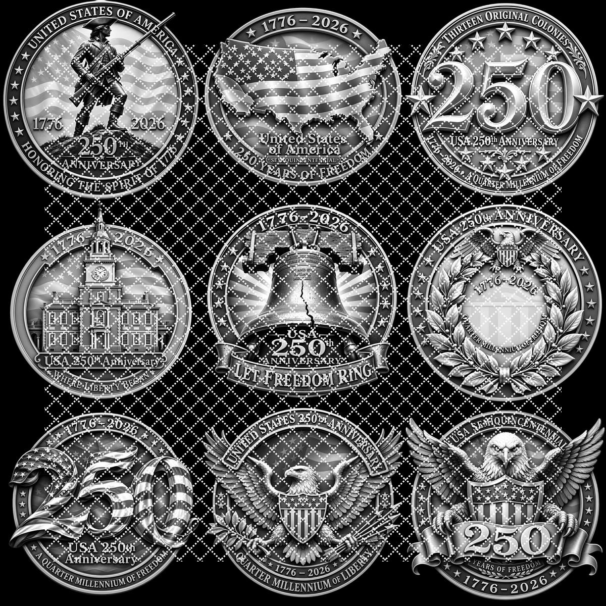 3D Illusion Engraving File, USA 250th Anniversary Patriotic Emblem Design