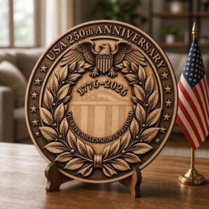 3D Illusion Engraving File, USA 250th Anniversary Patriotic Emblem Design