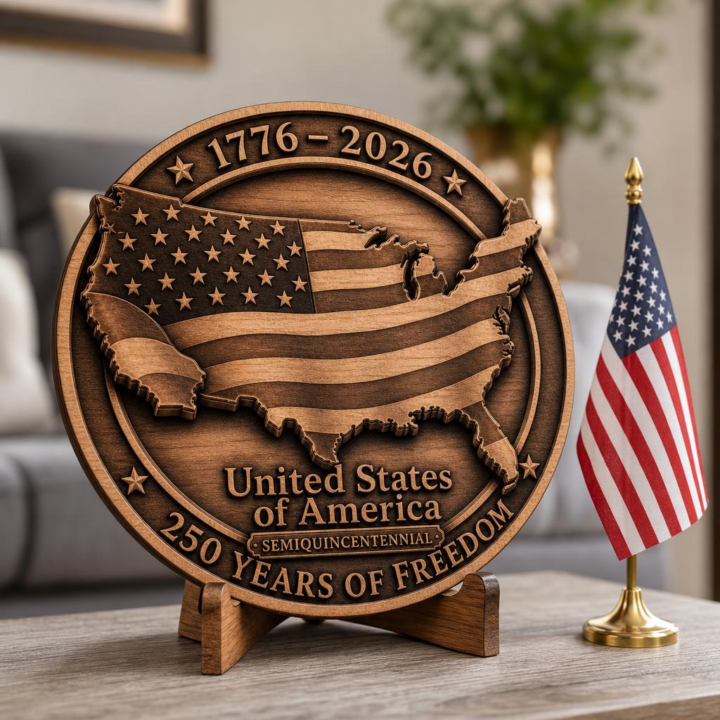 3D Illusion Engraving File, USA 250th Anniversary Patriotic Emblem Design
