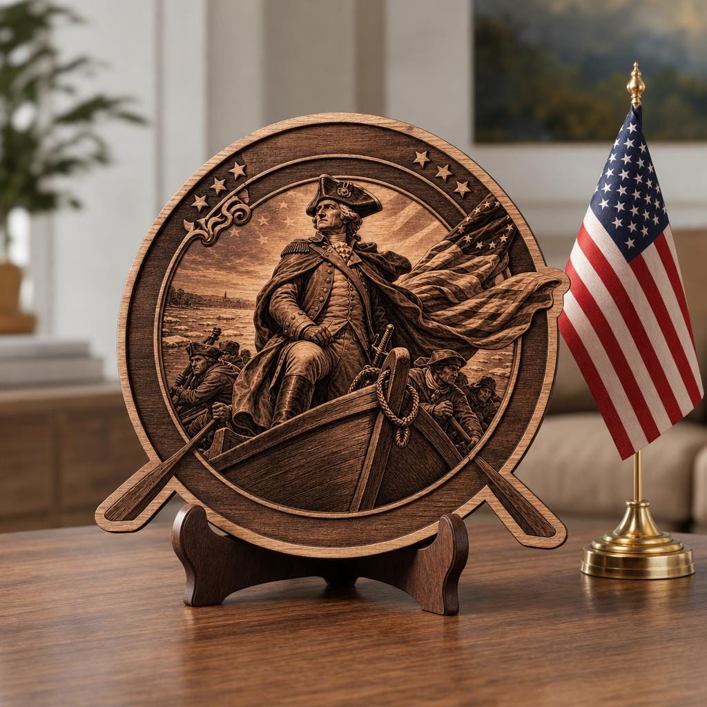 3D-Illusions-Laserdesign, 1776-USA-Jubiläum, patriotische Holztafelgravur – Bild 3