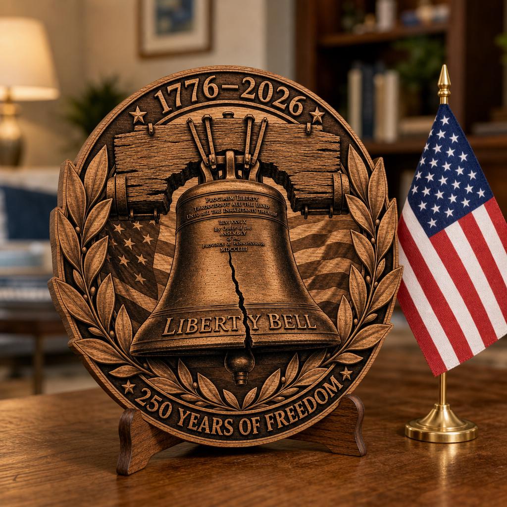 3D-Illusions-Laserdesign, 1776-USA-Jubiläum, patriotische Holztafelgravur – Bild 5