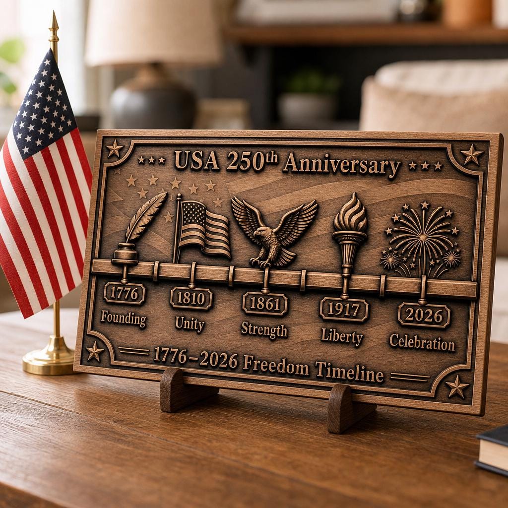 3D-Illusions-Lasergravurdatei, patriotisches Holzschild-Geschenk zum 250. Jubiläum Amerikas – Bild 11