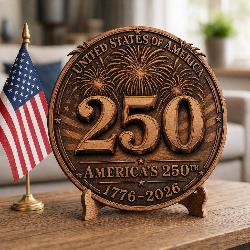 3D-Illusions-Lasergravurdatei, patriotisches Holzschild-Geschenk zum 250. Jubiläum Amerikas – Bild 2
