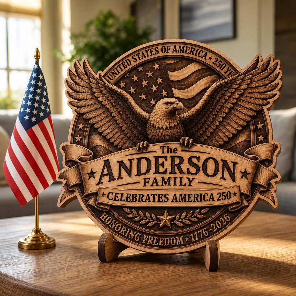 3D-Illusions-Lasergravurdatei, patriotisches Holzschild-Geschenk zum 250. Jubiläum Amerikas – Bild 3