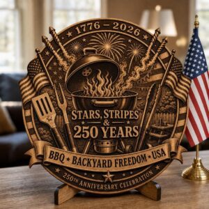 3D Illusion Laser Engraving File, America 250th Patriotic Wood Plaque Gift