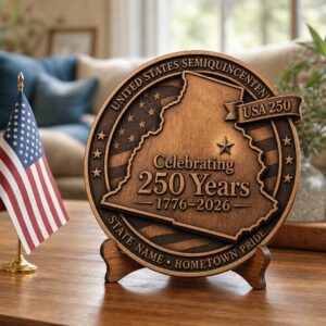 3D Illusion Laser Engraving File, America 250th Patriotic Wood Plaque Gift