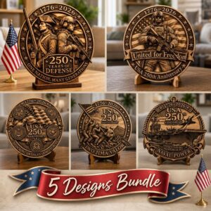 3D Illusion Laser Engraving File, Military Tribute PNG, Patriotic Wood Sign Design