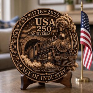 3D Illusion Laser Engraving PNG, America 250 Anniversary Wood Plaque Bundle