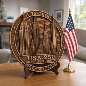 3D Illusion Laser Engraving PNG, America 250 Anniversary Wood Plaque Bundle