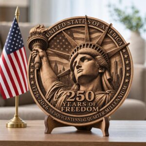 3D Illusion Laser Engraving PNG, USA Anniversary Liberty Symbols, Wood Plaque Design
