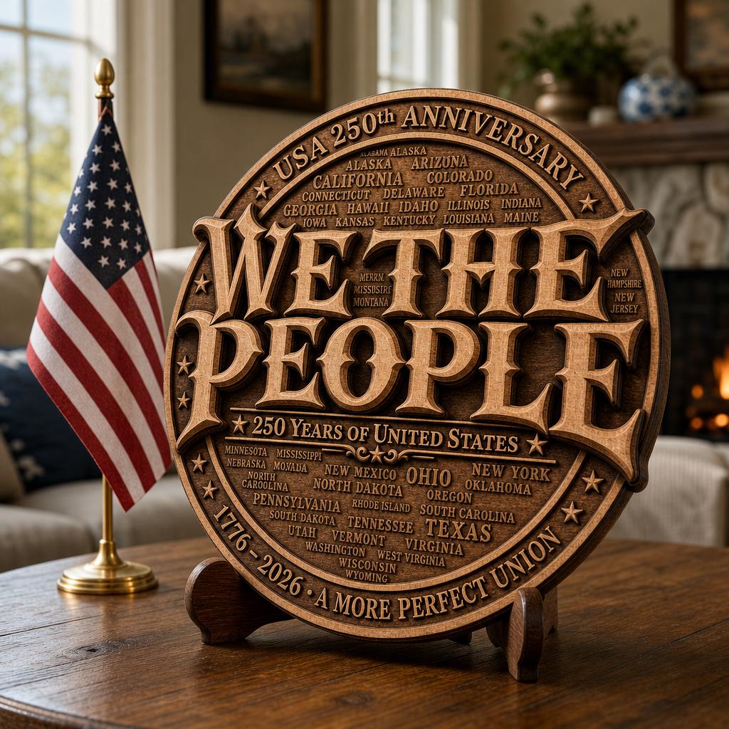 3D Illusion Laser PNG Bundle, Patriotic USA 250 Anniversary Wood Sign Art