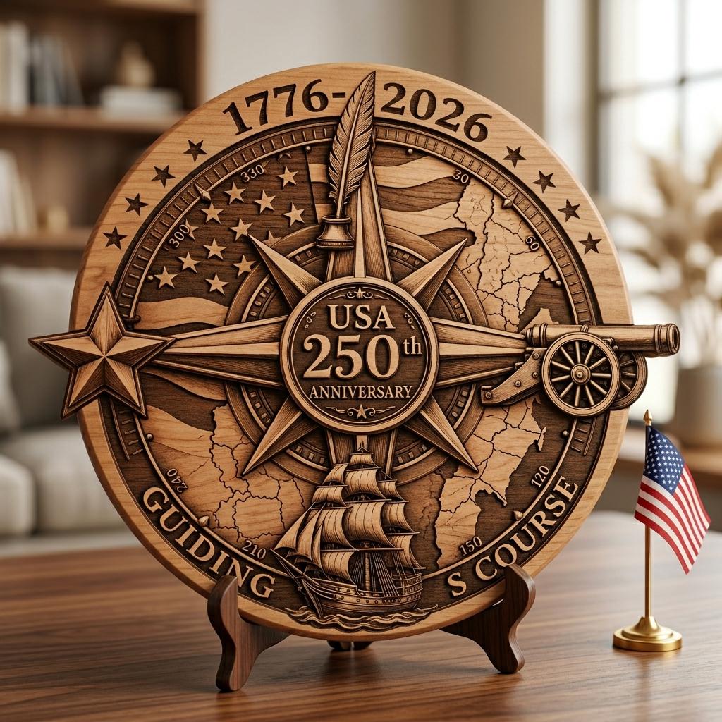 3D Illusion Laser PNG Bundle, Patriotic USA 250 Anniversary Wood Sign Art