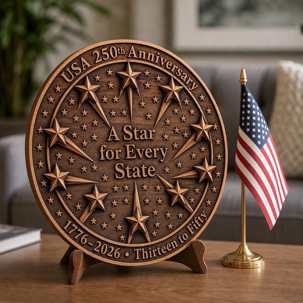 3D Illusion Laser PNG Bundle, Patriotic USA 250 Anniversary Wood Sign Art