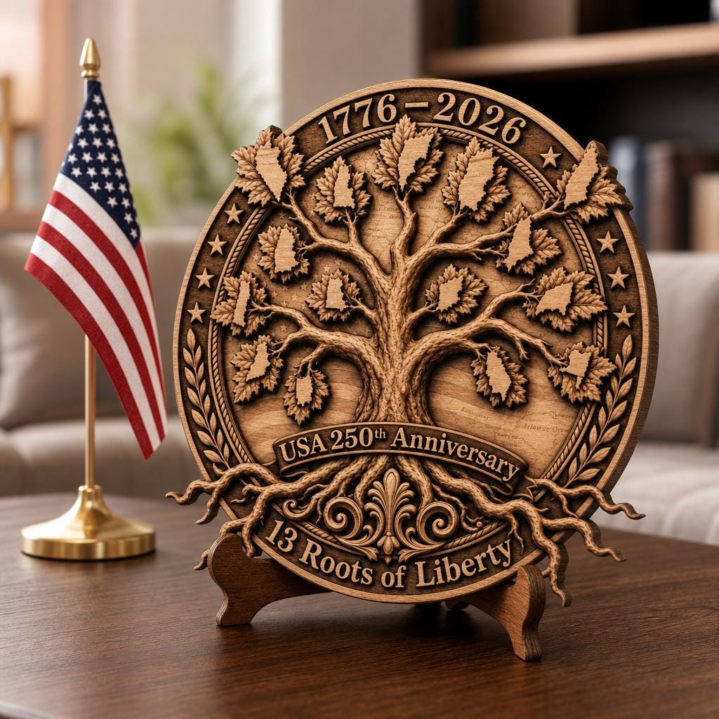 3D Illusion Laser PNG Bundle, Patriotic USA 250 Anniversary Wood Sign Art