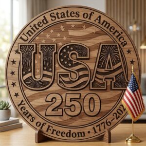 3D Illusion PNG Bundle, Laser Engraving Design, USA 250th July 4 Wood Sign