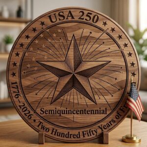 3D Illusion PNG Bundle, Laser Engraving Design, USA 250th July 4 Wood Sign