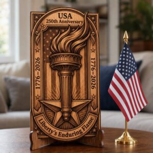 America 250 Laser Engraving File, 3D Illusion Patriotic Crest PNG for Wood Plaque